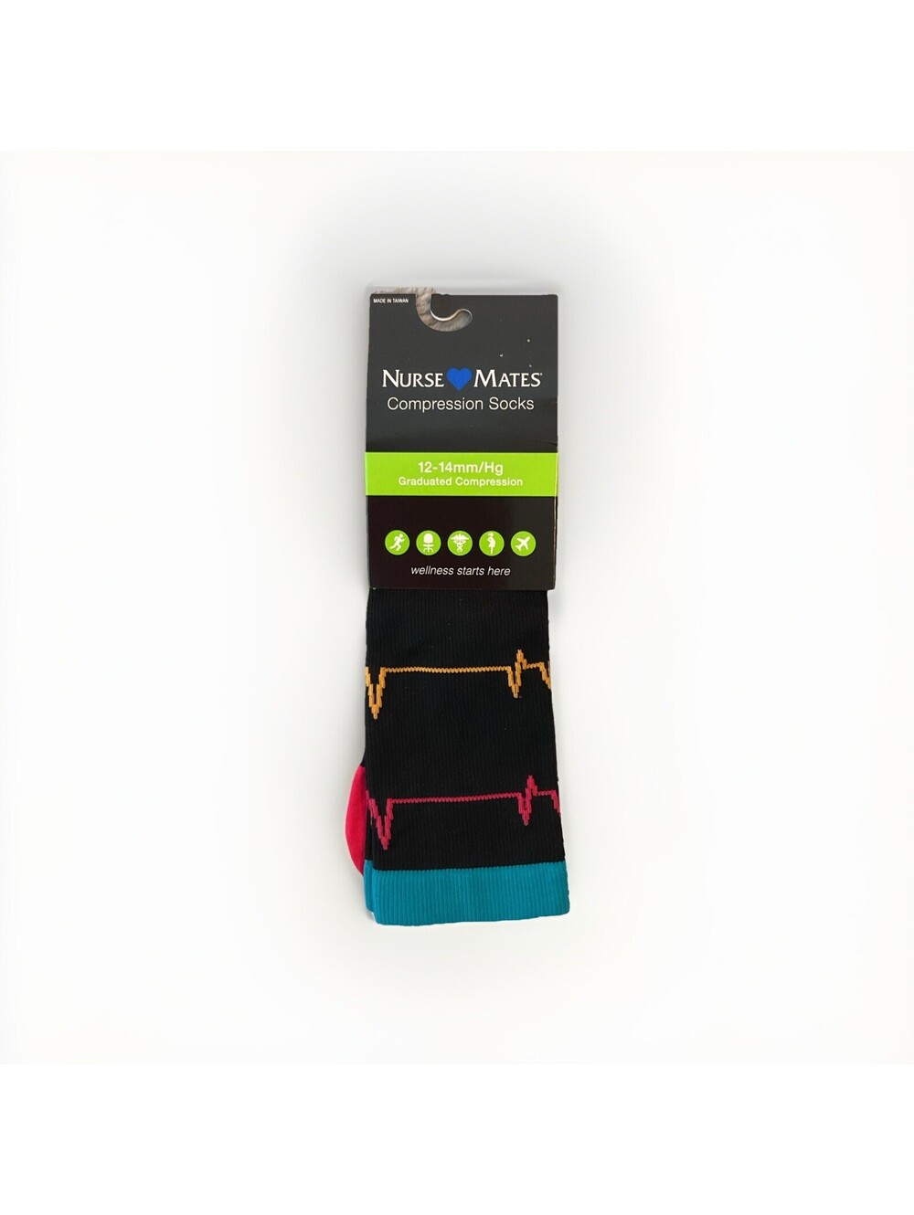 Nurse Mates Black 12-14mm/Hg EKG Compression Socks Size 9 - 11
